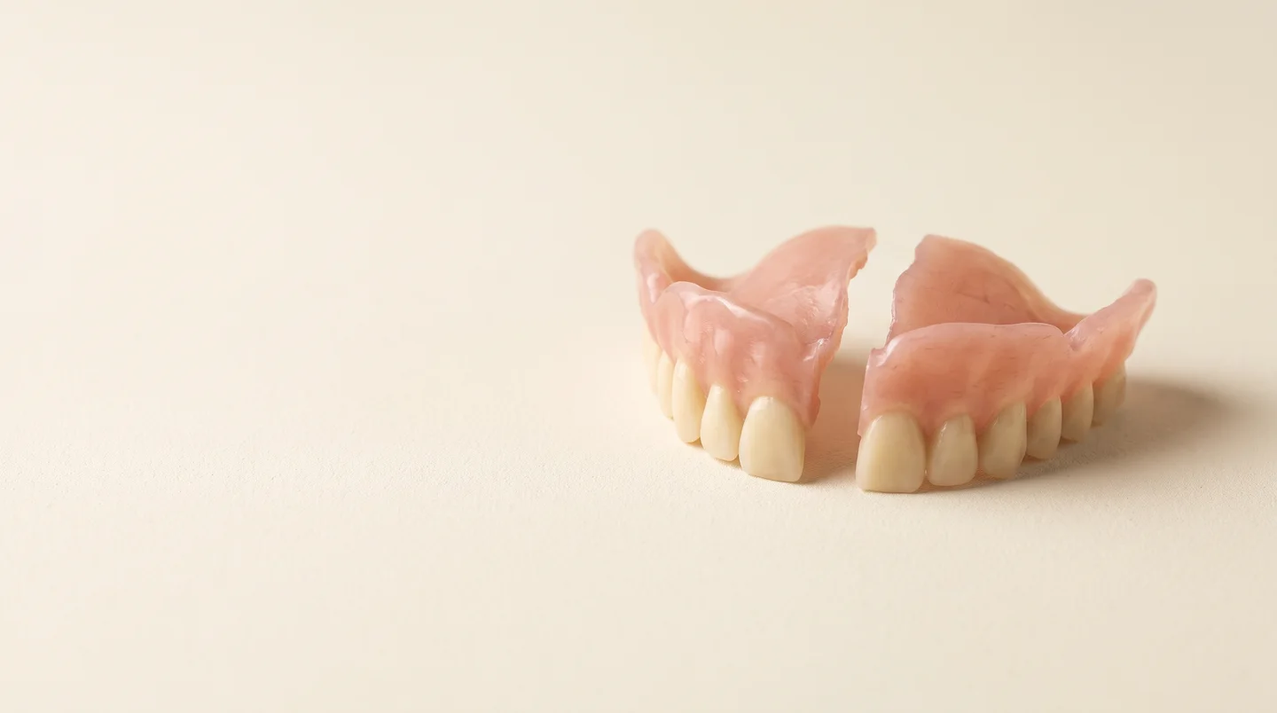 AI-generated illustration of a denture broken into two separate pieces